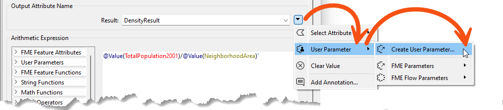 Setting Result to a User Parameter